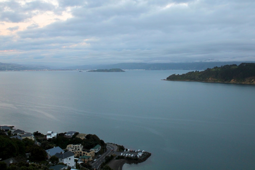 Le parking où nous avons passé trois nuits à Wellington, vu du mont Victoria