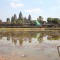 Le canard pataugeant dans l'un des bassins devant le temple de Angkor Wat