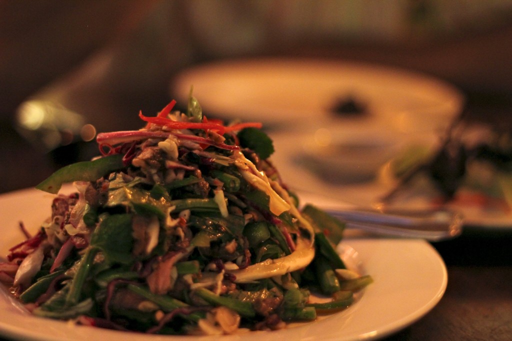 Salade de boeuf mariné et légumes frais