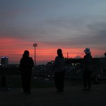 Coucher de soleil sur le stade olympique de Phnom Penh