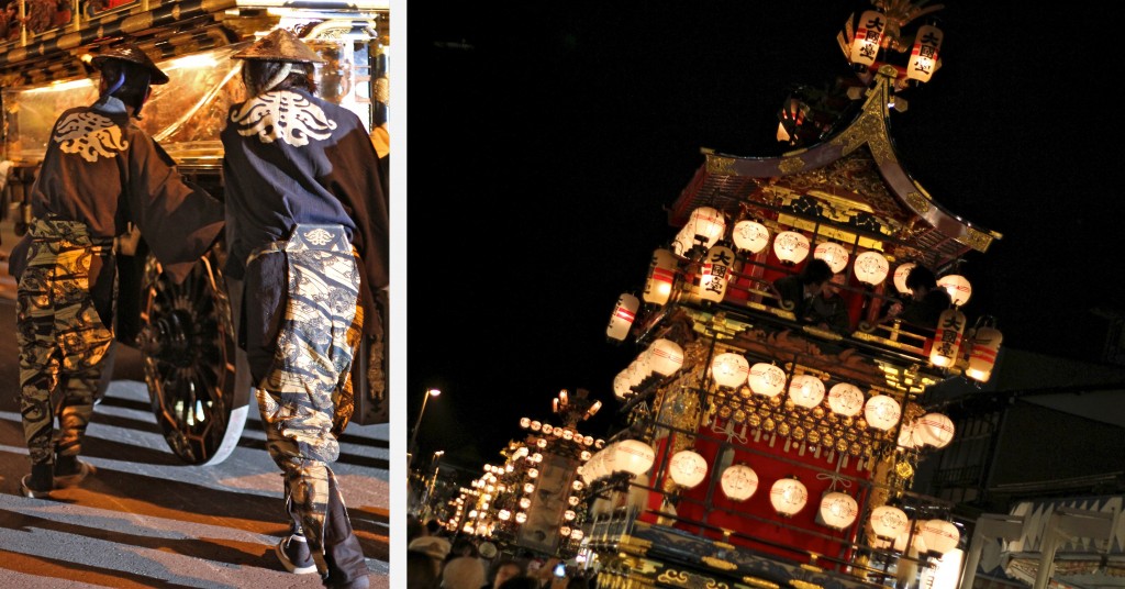 Procession des chars le soir du Sannõ Matsuri à Takayama