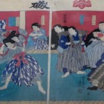 Art martial japonais représenté sur une estampe de la période Edo