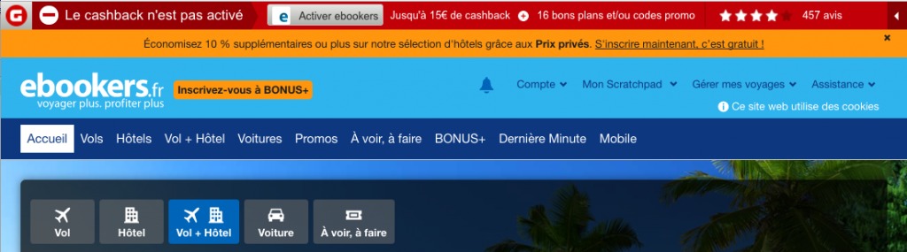 Cashback disponible, il suffit de cliquer pour activer