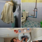 Comment sécher son linge rapidement à gauche et douce typique des guest-house asiatique à droite