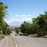Mont Ararat vue depuis l'une des ruelles de Erevan