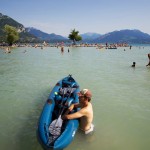 Excursion en canoë gonflable sur le lac d'Annecy