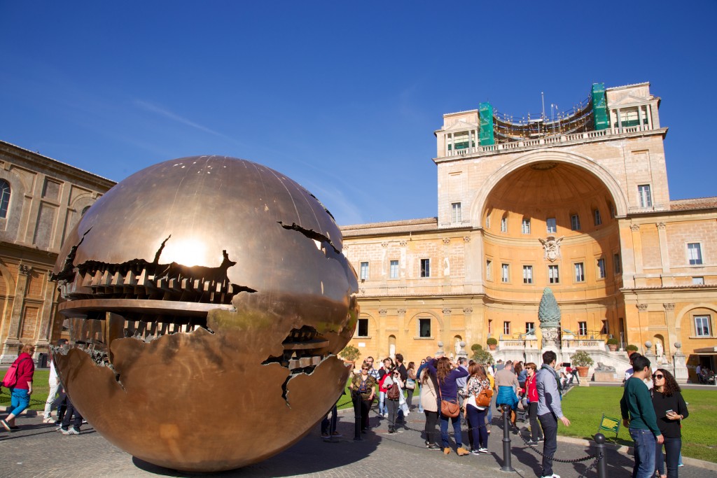 Sphere Within Sphere by Pomodoro in the Cortile della Pigna, Vatican, Rome