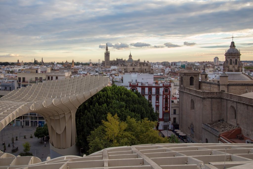 Une des plus belle vue de Séville en haut du Metropol Parasol