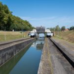 Vestiges de la pente d'eau, sorte d'ascenseur à bateaux à Montech