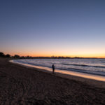 Coucher de soleil sur la plage en face du camping de l'île d'Yeu